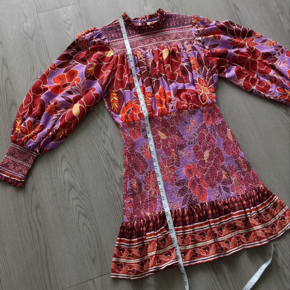 Farm Rio Sweet Floral Long Sleeve Mini Dress L - Picture 14 of 16